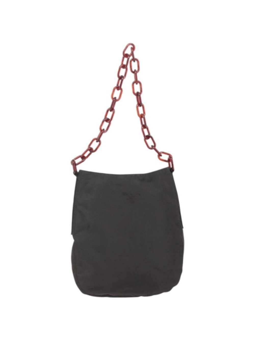 PRADA Chain Shoulder Bag Nylon Brown